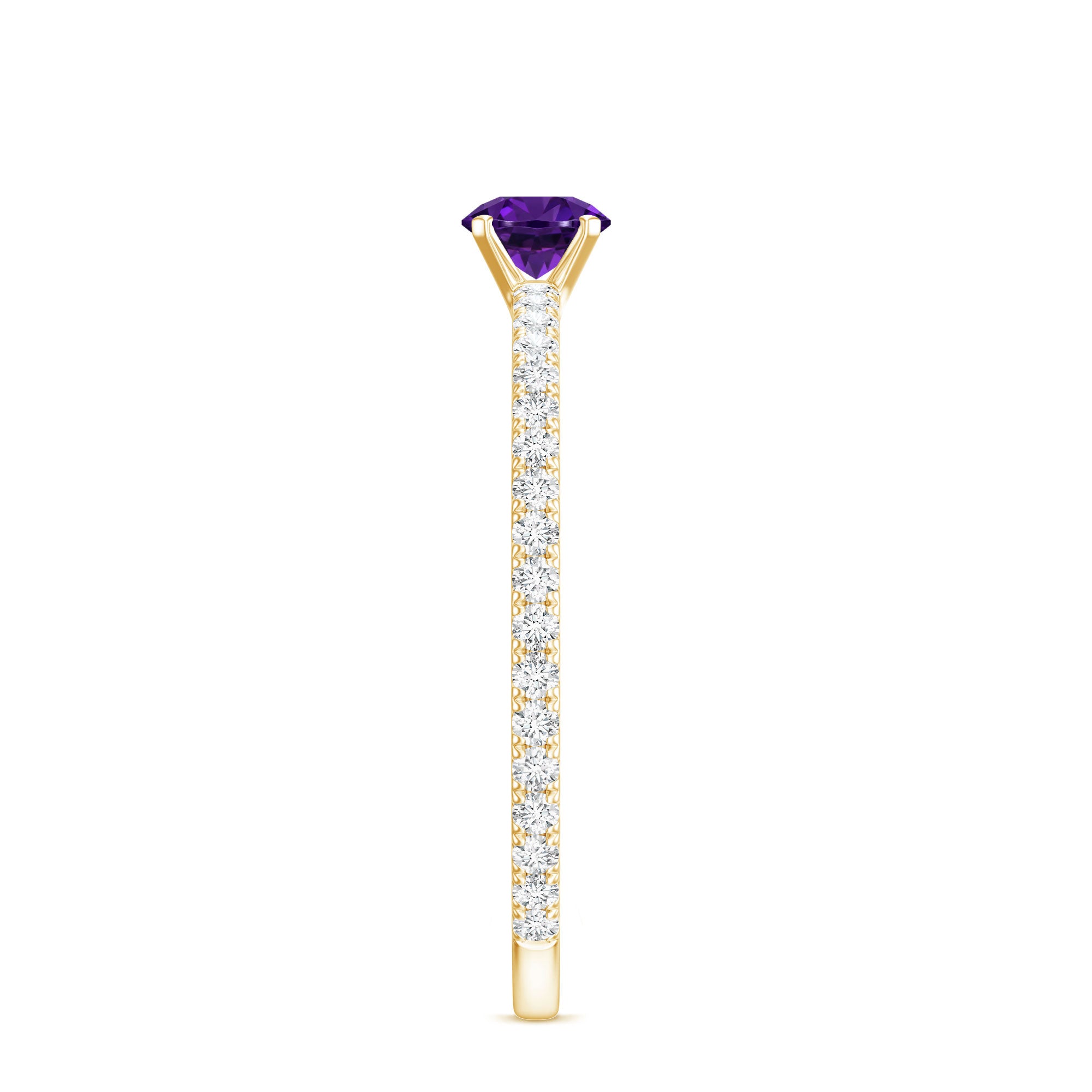 Real Amethyst Diamond Promise Ring for Women AAA - Rosec Jewels