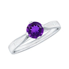 Rosec Jewels-1/2 CT Solitaire Round Shape Amethyst Ring with Diamond