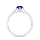 Rosec Jewels-1/2 CT Solitaire Round Shape Amethyst Ring with Diamond
