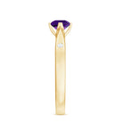 Rosec Jewels-1/2 CT Solitaire Round Shape Amethyst Ring with Diamond