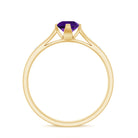 Rosec Jewels-1/2 CT Solitaire Round Shape Amethyst Ring with Diamond