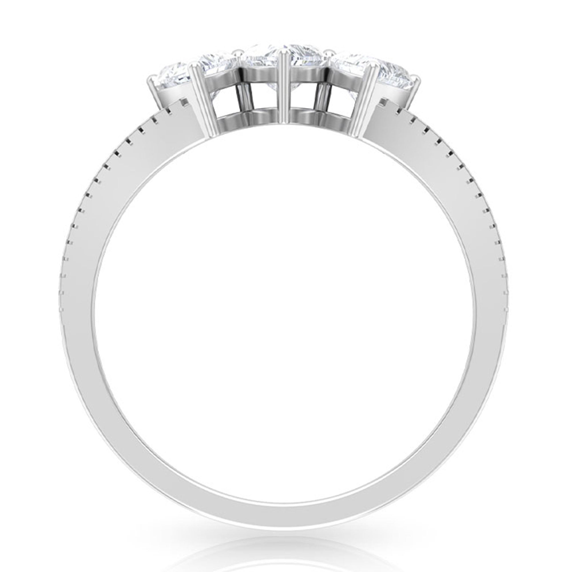 3/4 CT Heart Shape Zircon Three Stone Promise Ring AAAA - Rosec Jewels
