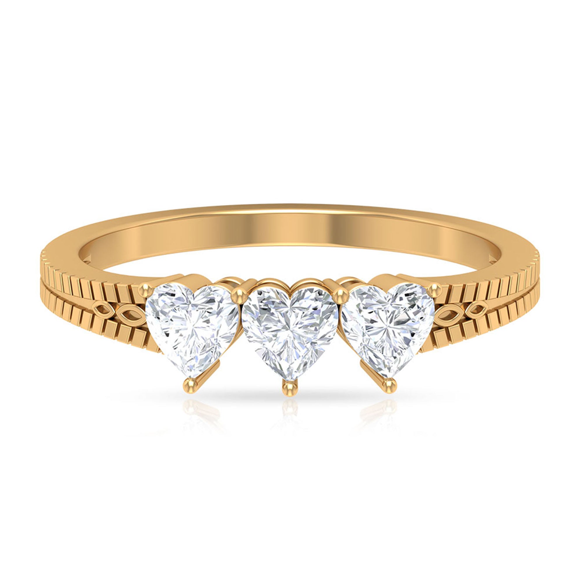 3/4 CT Heart Shape Zircon Three Stone Promise Ring AAAA - Rosec Jewels