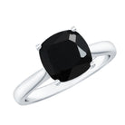 8MM Cushion Cut Black Onyx Solitaire Engagement Ring AAA - Rosec Jewels