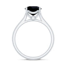 8MM Cushion Cut Black Onyx Solitaire Engagement Ring AAA - Rosec Jewels