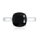 8MM Cushion Cut Black Onyx Solitaire Engagement Ring AAA - Rosec Jewels