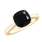 8MM Cushion Cut Black Onyx Solitaire Engagement Ring AAA - Rosec Jewels