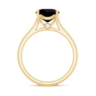 8MM Cushion Cut Black Onyx Solitaire Engagement Ring AAA - Rosec Jewels