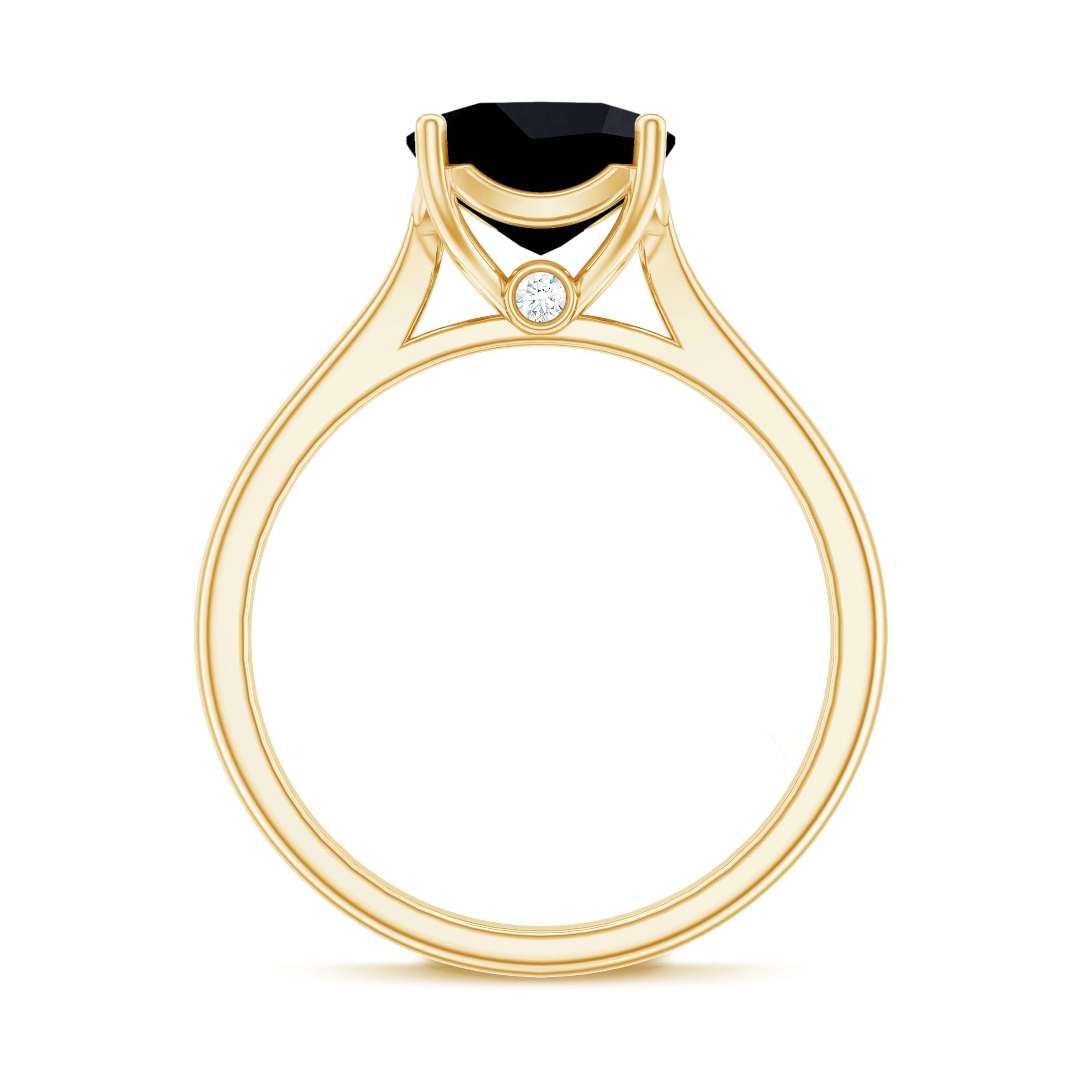8MM Cushion Cut Black Onyx Solitaire Engagement Ring AAA - Rosec Jewels
