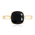 8MM Cushion Cut Black Onyx Solitaire Engagement Ring AAA - Rosec Jewels