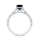Princess Cut Black Onyx and Diamond Designer Engagement Ring AAA - Rosec Jewels
