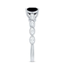 Princess Cut Black Onyx and Diamond Designer Engagement Ring AAA - Rosec Jewels