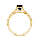 Princess Cut Black Onyx and Diamond Designer Engagement Ring AAA - Rosec Jewels