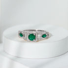 Vintage Style Emerald and Diamond Engagement Ring for Women AAA - Rosec Jewels
