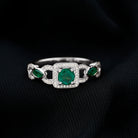 Vintage Style Emerald and Diamond Engagement Ring for Women AAA - Rosec Jewels
