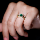 Vintage Style Emerald and Diamond Engagement Ring for Women AAA - Rosec Jewels