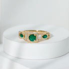 Vintage Style Emerald and Diamond Engagement Ring for Women AAA - Rosec Jewels