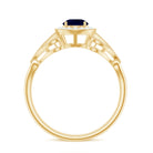 Vintage Looking Blue Sapphire with Diamond Halo Engagement Ring AAA - Rosec Jewels