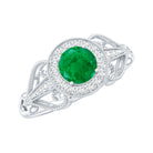 AAA Quality Emerald and Diamond Vintage Inspired Engagement Ring AAA - Rosec Jewels