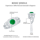 Vintage Looking Emerald Engagement Ring with Diamond Halo AAA - Rosec Jewels
