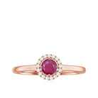Genuine Ruby Promise Ring with Diamond Halo AAA - Rosec Jewels