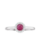 Genuine Ruby Promise Ring with Diamond Halo AAA - Rosec Jewels