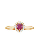 Genuine Ruby Promise Ring with Diamond Halo AAA - Rosec Jewels