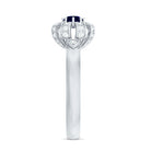 Real Blue Sapphire Flower Engagement Ring with Diamond AAA - Rosec Jewels