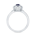 Real Blue Sapphire Flower Engagement Ring with Diamond AAA - Rosec Jewels
