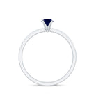 Real 0.9 Carat Blue Sapphire Promise Ring with Diamonds AAA - Rosec Jewels
