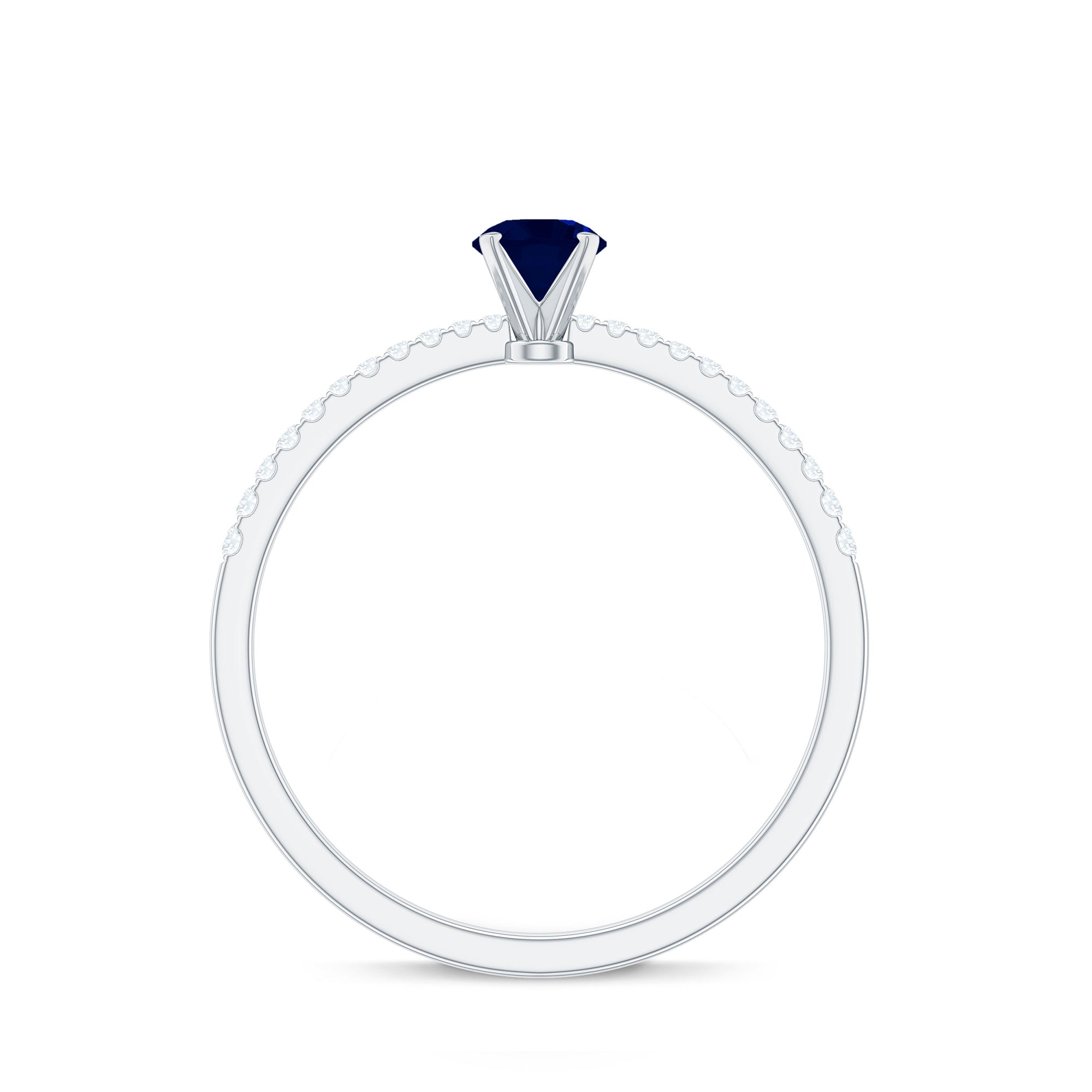 Real 0.9 Carat Blue Sapphire Promise Ring with Diamonds AAA - Rosec Jewels