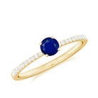 Real 0.9 Carat Blue Sapphire Promise Ring with Diamonds AAA - Rosec Jewels