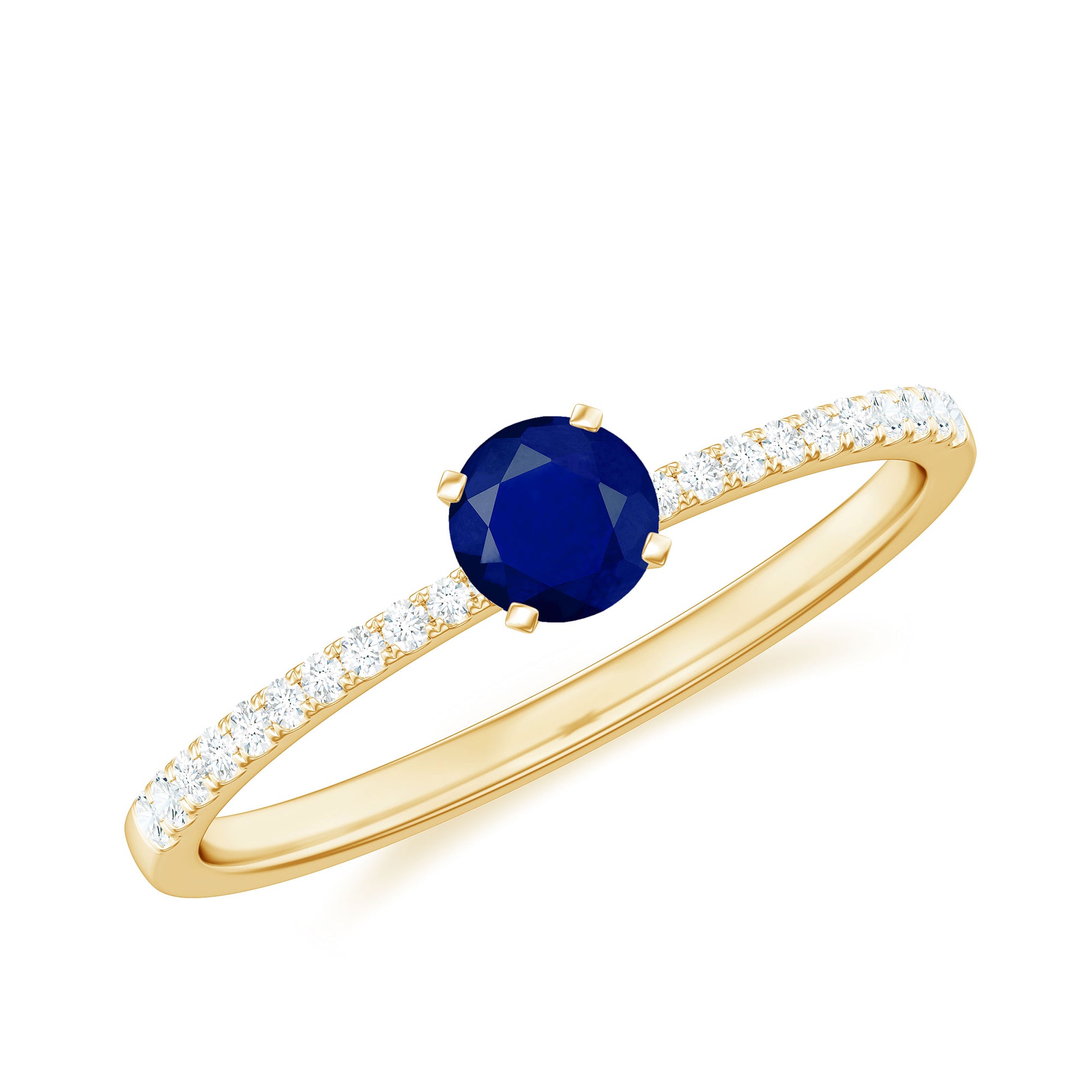 Real 0.9 Carat Blue Sapphire Promise Ring with Diamonds AAA - Rosec Jewels