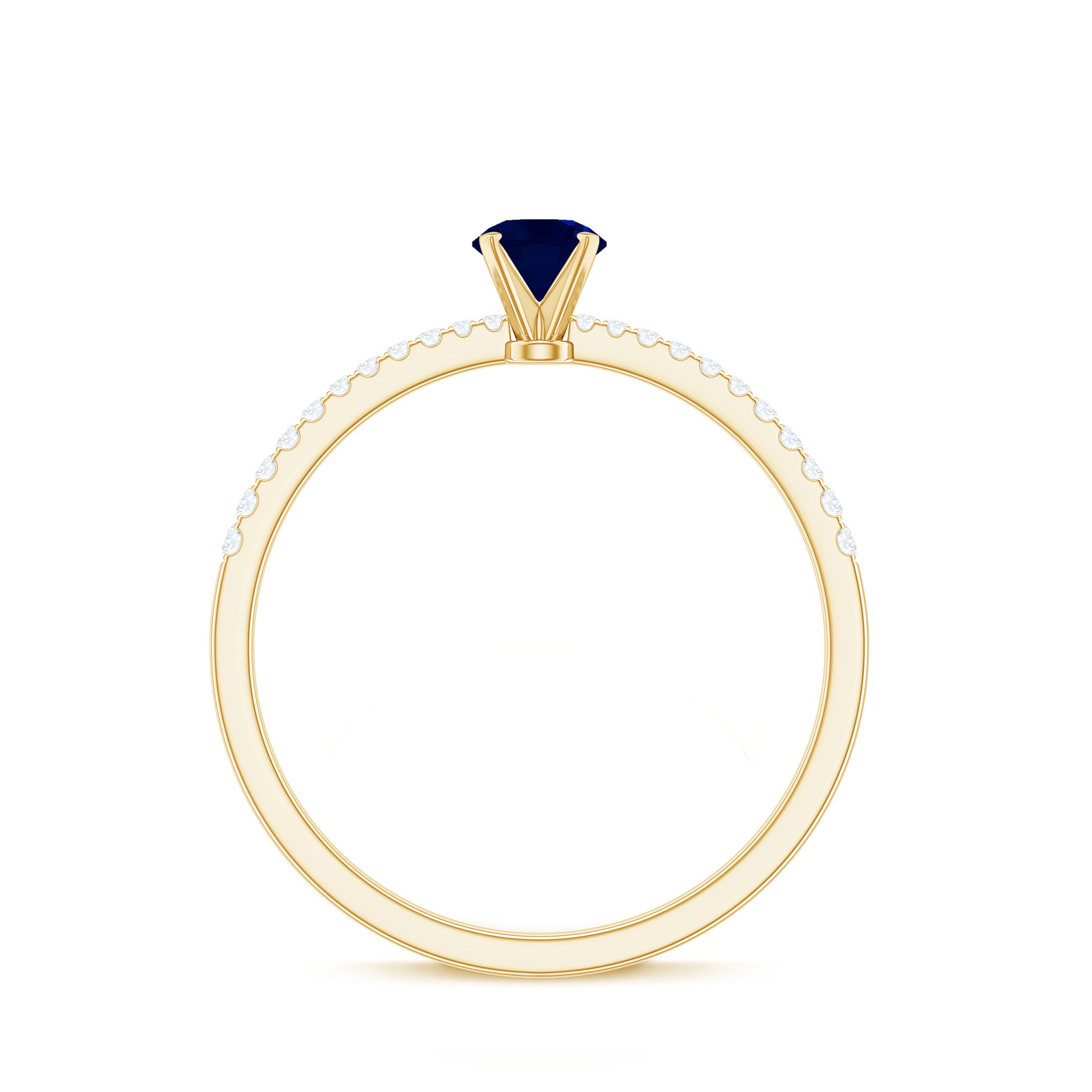 Real 0.9 Carat Blue Sapphire Promise Ring with Diamonds AAA - Rosec Jewels