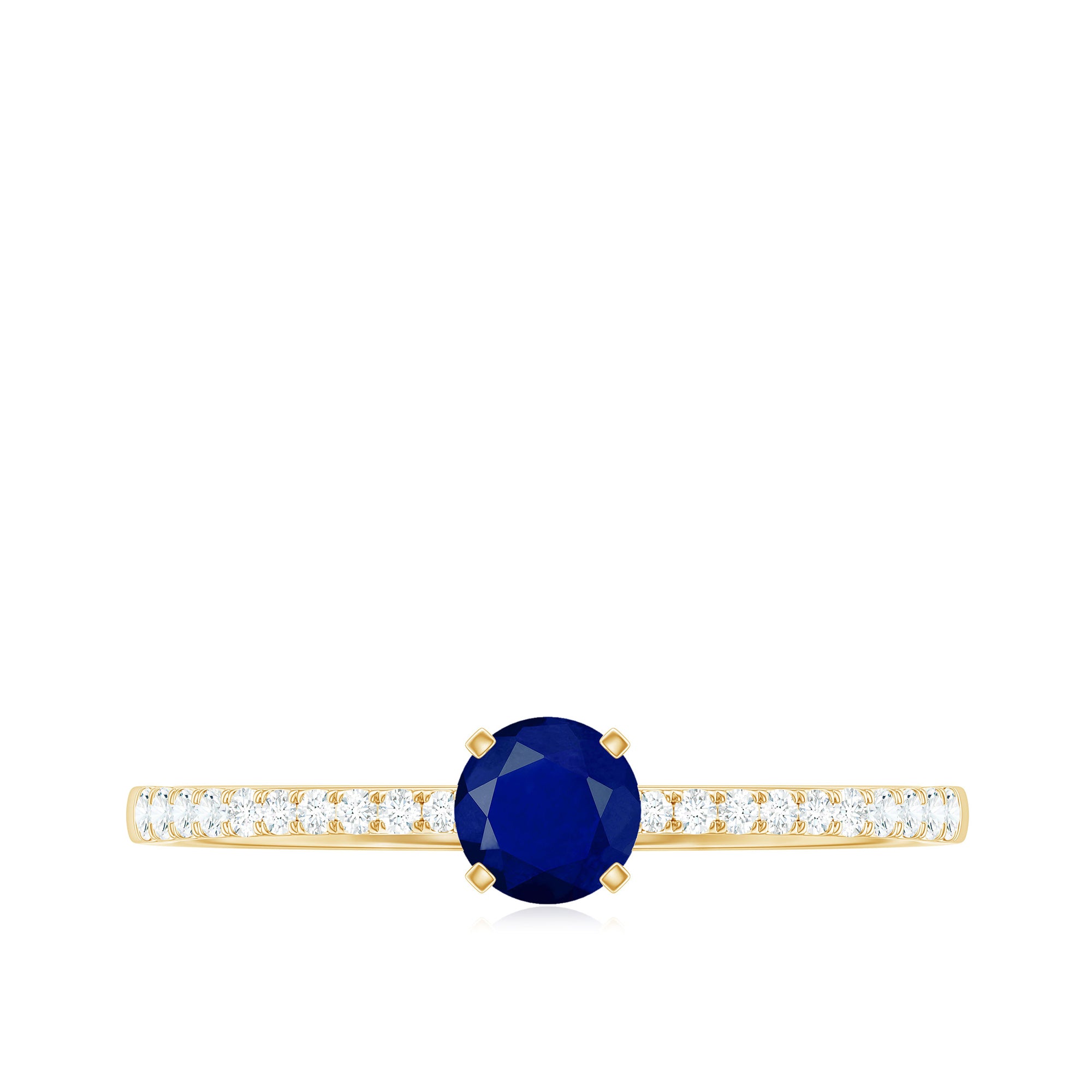 Real 0.9 Carat Blue Sapphire Promise Ring with Diamonds AAA - Rosec Jewels