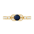 Rosec Jewels-Vintage Inspired Blue Sapphire and Diamond Engagement Ring with Milgrain Details