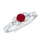 Vintage Style 0.6 Carat Ruby Diamond Engagement Ring for Women AAA - Rosec Jewels