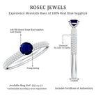 Genuine Blue Sapphire and Diamond Side Stone Engagement Ring AAA - Rosec Jewels