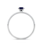 Genuine Blue Sapphire and Diamond Side Stone Engagement Ring AAA - Rosec Jewels