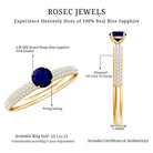 Genuine Blue Sapphire and Diamond Side Stone Engagement Ring AAA - Rosec Jewels