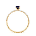 Genuine Blue Sapphire and Diamond Side Stone Engagement Ring AAA - Rosec Jewels