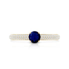 Genuine Blue Sapphire and Diamond Side Stone Engagement Ring AAA - Rosec Jewels