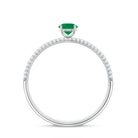Classic Emerald Solitaire Engagement Ring with Real Diamond Side Stones AAA - Rosec Jewels