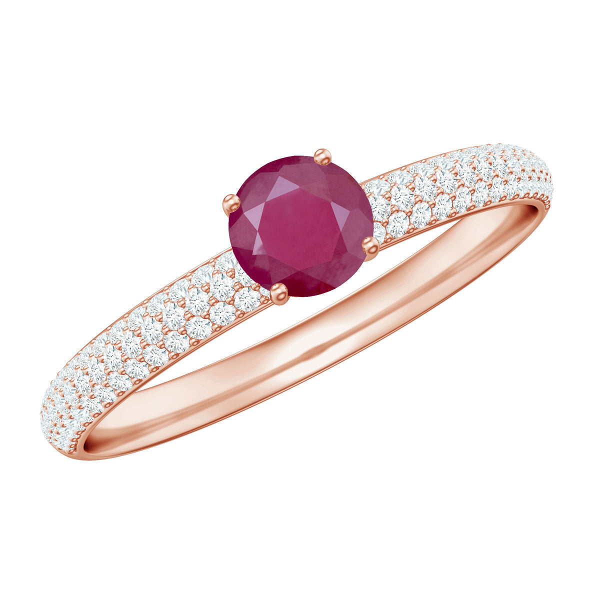Natural Ruby Diamond Engagement Ring for Women AAA - Rosec Jewels