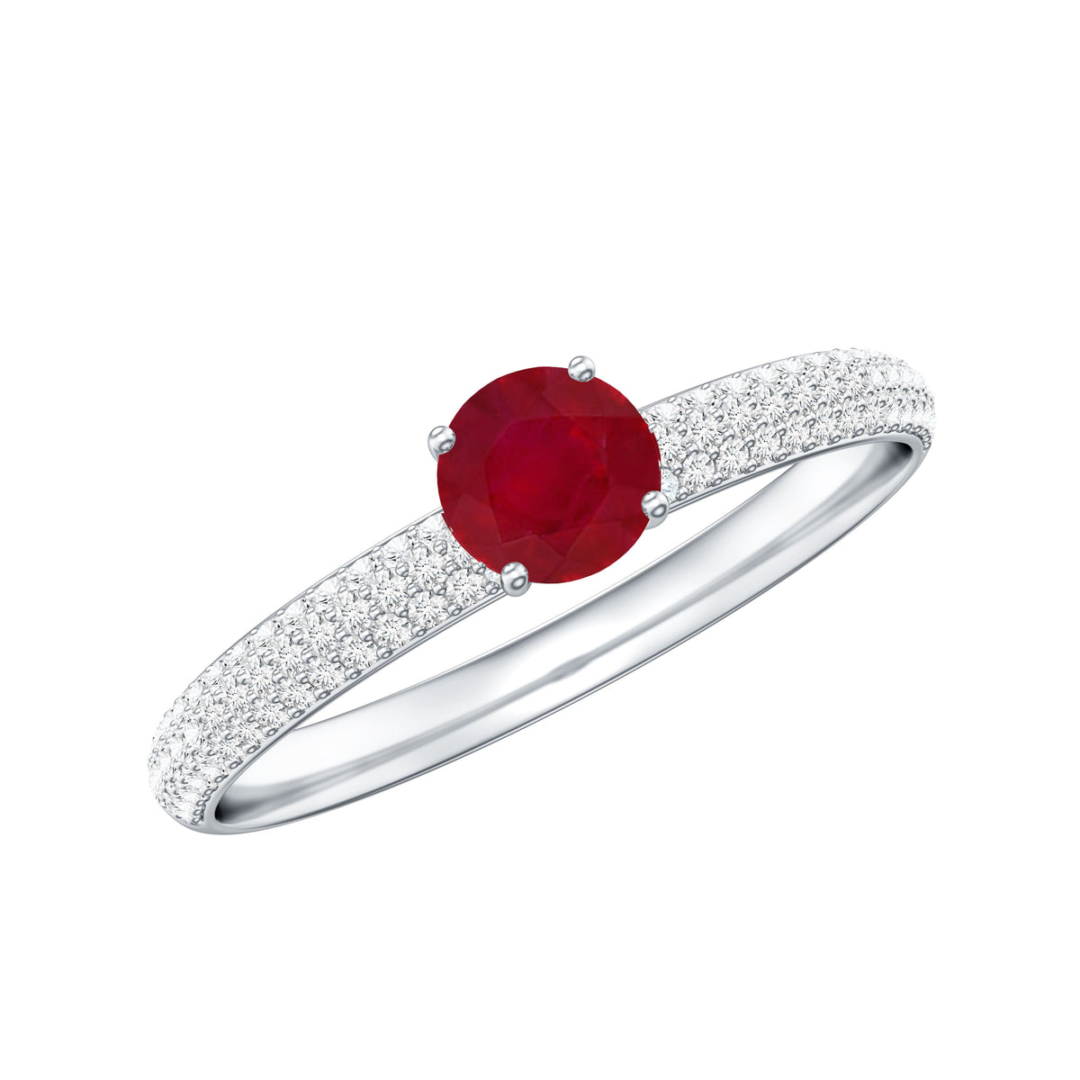 Natural Ruby Diamond Engagement Ring for Women AAA - Rosec Jewels