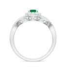 Natural Emerald Engagement Ring with Diamond Crossover Shank AAA - Rosec Jewels