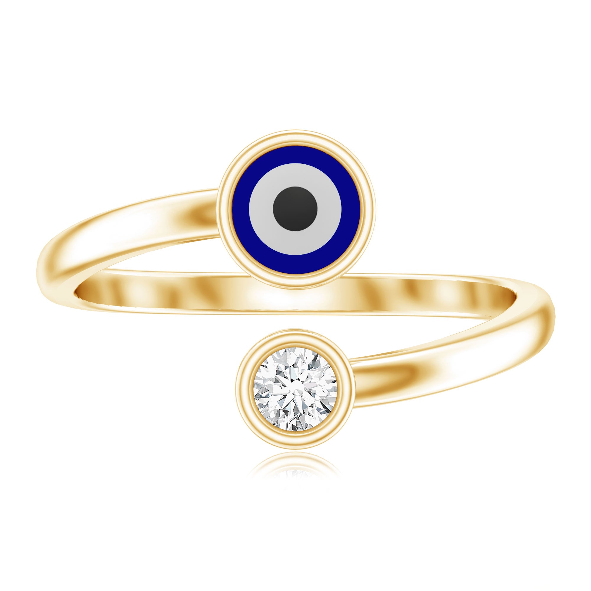 Bezel Set Moissanite and Enameled Evil Eye Ring D-VS1 - Rosec Jewels