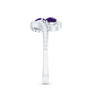 Rosec Jewels-Vintage Inspired Amethyst 2 Stone Bypass Engagement Ring with Diamond