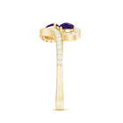 Rosec Jewels-Vintage Inspired Amethyst 2 Stone Bypass Engagement Ring with Diamond