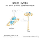 0.7 Carat Aquamarine Two Stone Engagement Ring with Diamond AAA - Rosec Jewels